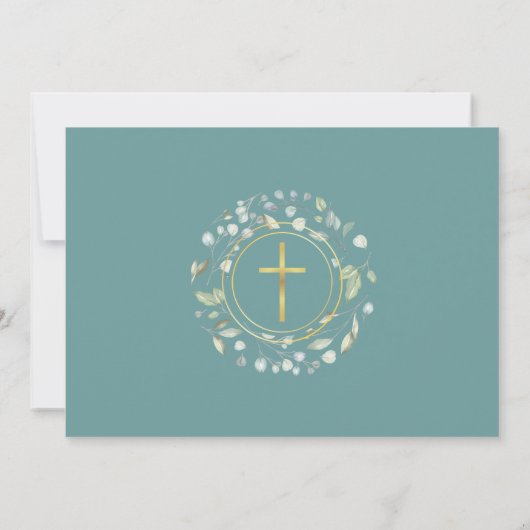 水彩フローラバプテスマ,《キリスト教》洗礼式や命名式写真 サンキューカード (裏面)