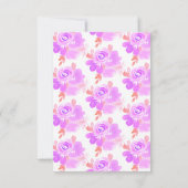 水彩フローラバプテスムパープルベビー献身 招待状 (裏面)