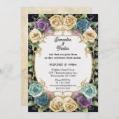 水彩フローラバラガーデンエレガントウェディング 招待状 (正面/裏面)