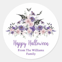 水彩フローラバラハッピーハローウィンパーティー ラウンドシール
