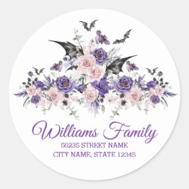 水彩フローラバラハロウィーン住所 シール