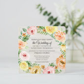 水彩フローラバラリースバラ素朴木材 招待状 (スタンド正面)