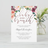 水彩フローラバラ金ゴールドブランチベビーシャワー 招待状 (スタンド正面)