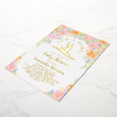 水彩フローラバレリーナベビーシャワーピンク金ゴールド 箔招待状 (回転した状態)