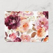 水彩フローラバーガンディーウェディングRSVPカード エンクロージャーカード (裏面)