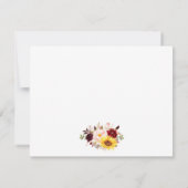 水彩フローラバーガンディ金ゴールドフレーム ノートカード (裏面)