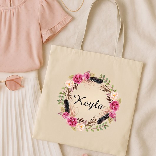水彩フローラバーガン結婚ディの花嫁 トートバッグ