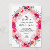 水彩フローラバースデーパーティ招待状 (正面)