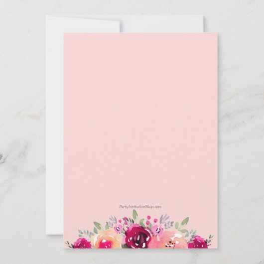 水彩フローラバースデーパーティ招待状 (裏面)