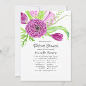 水彩フローラバーチャルベビーシャワー 招待状 (正面)