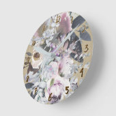 水彩フローラパステルシックカラースプラッシュ ラウンド壁時計 (傾斜)