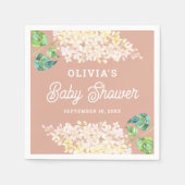 水彩フローラパステルピンクガーデンベビーシャワー スタンダードカクテルナプキン (正面)