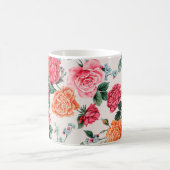 水彩フローラパターン，ヴィンテージ，花， コーヒーマグカップ (中央)