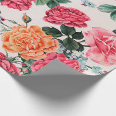 水彩フローラパターン,ヴィンテージ,花, ラッピングペーパー (角)