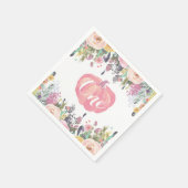 水彩フローラパンプキンファースト誕生日ピンク スタンダードカクテルナプキン (角)
