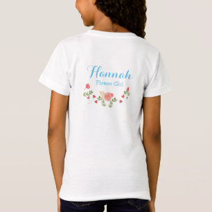 水彩フローラパーソナライズされたフラワーガールTシャツ Tシャツ