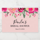 水彩フローラパーソナライズされたブライダルシャワーミニ スパークリングワインラベル (シングルラベル)