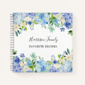 水彩フローラパーソナライズされたレシピ帳 ノートブック (正面)