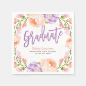 水彩フローラパーソナライズされた卒業パーティー スタンダードカクテルナプキン (正面)