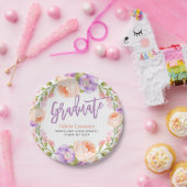 水彩フローラパーソナライズされた卒業パーティー ペーパープレート (パーティー)