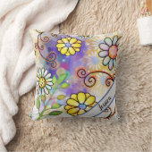 水彩フローラパーソナライズされた名 クッション (ブランケット)