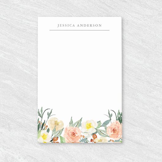 水彩フローラパーソナライズされた名 ポストイット
