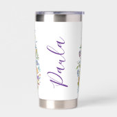 水彩フローラパーソナライズされた孔雀 保温保冷タンブラー (左面)