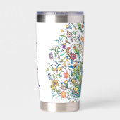 水彩フローラパーソナライズされた孔雀 保温保冷タンブラー (背面)