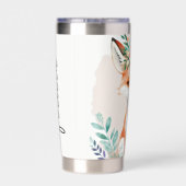 水彩フローラパーソナライズされた狐 保温保冷タンブラー (背面)