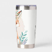 水彩フローラパーソナライズされた狐 保温保冷タンブラー (正面)