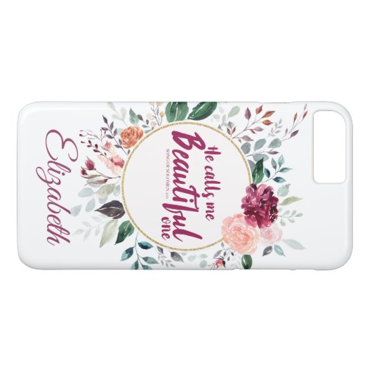 水彩フローラパーソナライズされた聖なる書物、 経典 Case-Mate iPhoneケース (裏面(横))