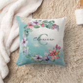 水彩フローラパーソナライズされた装飾用クッション クッション (ブランケット)