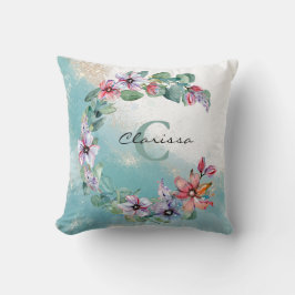 水彩フローラパーソナライズされた装飾用クッション クッション