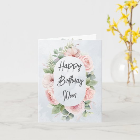 水彩フローラパーソナライズされた誕生日母かわいい カード (黄色い花)