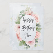 水彩フローラパーソナライズされた誕生日母かわいい サンキューカード (正面/裏面)