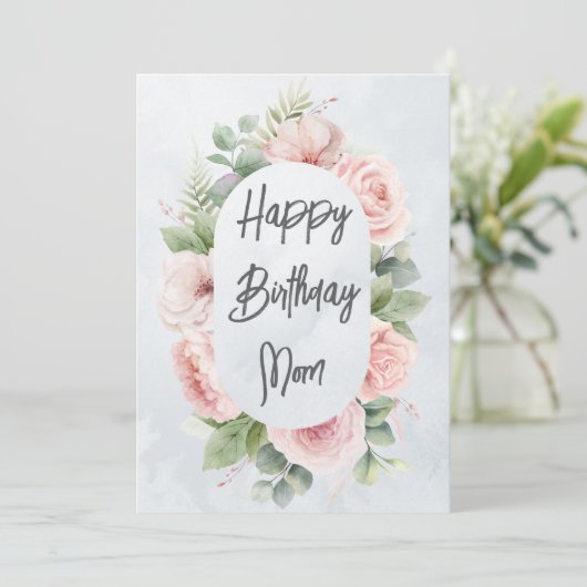 水彩フローラパーソナライズされた誕生日母かわいい シーズンカード (スタンド正面)