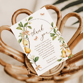 水彩フローラパーフェクトペア梨ブライダルシャワー サンキューカード