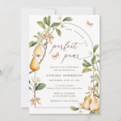 水彩フローラパーフェクトペア梨ブライダルシャワー 招待状 (正面)