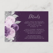 水彩フローラパープルシルバー結婚ズ詳細 エンクロージャーカード (正面)