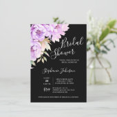 水彩フローラパープルラベンダーブライダルシャワー 招待状 (スタンド正面)