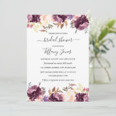 水彩フローラパープル開花ブライダルシャワー 招待状 (スタンド正面)