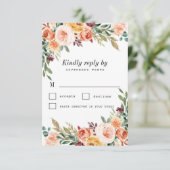 水彩フローラビュッフェ赤面ブルゴーニュ結婚ーズ 出欠カード (スタンド正面)