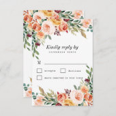 水彩フローラビュッフェ赤面ブルゴーニュ結婚ーズ 出欠カード (正面/裏面)