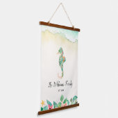 水彩フローラビーチシーホースパーソナライズされた 吊り下げ型タペストリー (傾斜あり)