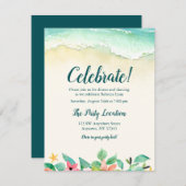 水彩フローラビーチバルミツワー披露宴 エンクロージャーカード (正面/裏面)