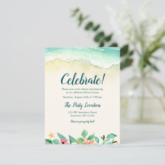 水彩フローラビーチバルミツワー披露宴 エンクロージャーカード (スタンド正面)