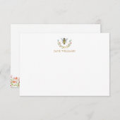 水彩フローラビーパーソナライズされた ノートカード (正面/裏面)