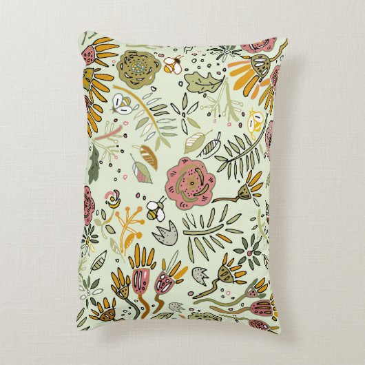 水彩フローラビー花エレガントモダン アクセントクッション (裏面(縦))