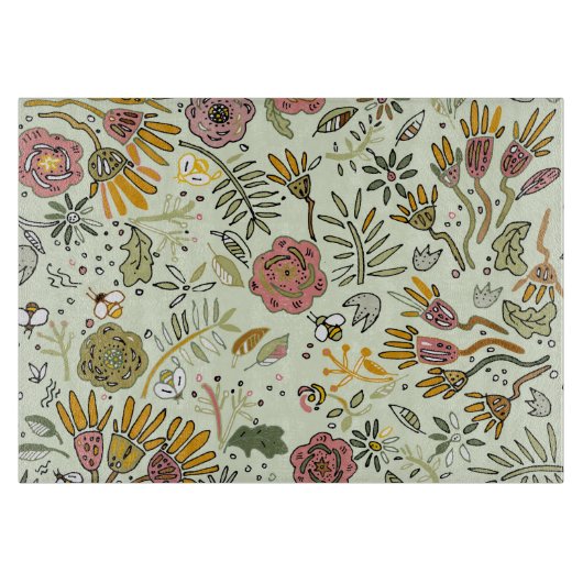 水彩フローラビー花エレガントモダン カッティングボード (正面)