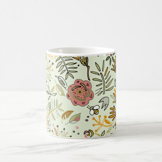 水彩フローラビー花エレガントモダン コーヒーマグカップ (中央)